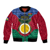 Vanuatu Shefa Province Bomber Jacket Coat Of Arms And Namele Fern Polynesian Pattern LT05 Unisex Red - Polynesian Pride