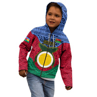 Vanuatu Shefa Province Kid Hoodie Coat Of Arms And Namele Fern Polynesian Pattern LT05 - Polynesian Pride