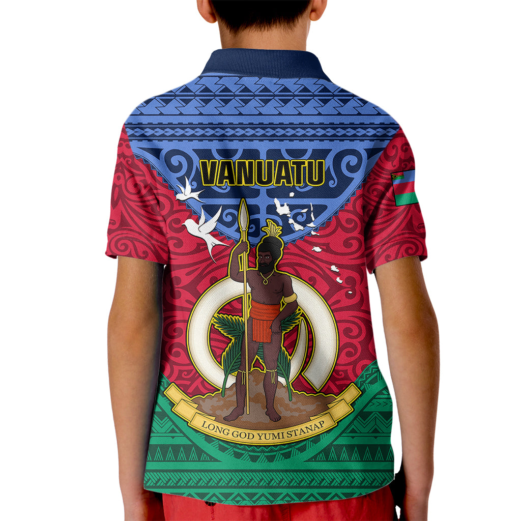 Vanuatu Shefa Province Kid Polo Shirt Coat Of Arms And Namele Fern Polynesian Pattern LT05 - Polynesian Pride