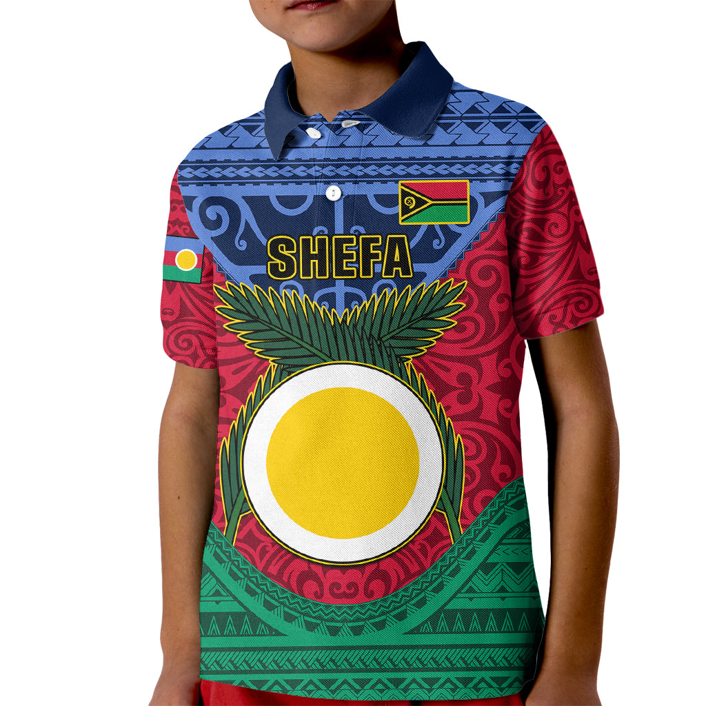 Personalized Vanuatu Shefa Province Kid Polo Shirt Coat Of Arms And Namele Fern Polynesian Pattern LT05 Kid Red - Polynesian Pride