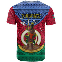 Personalized Vanuatu Shefa Province T Shirt Coat Of Arms And Namele Fern Polynesian Pattern LT05 - Polynesian Pride