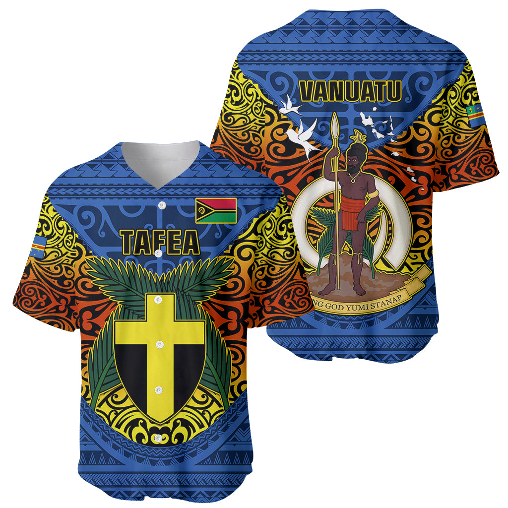 Vanuatu Tafea Province Baseball Jersey Coat Of Arms And Namele Fern Polynesian Pattern LT05 - Polynesian Pride