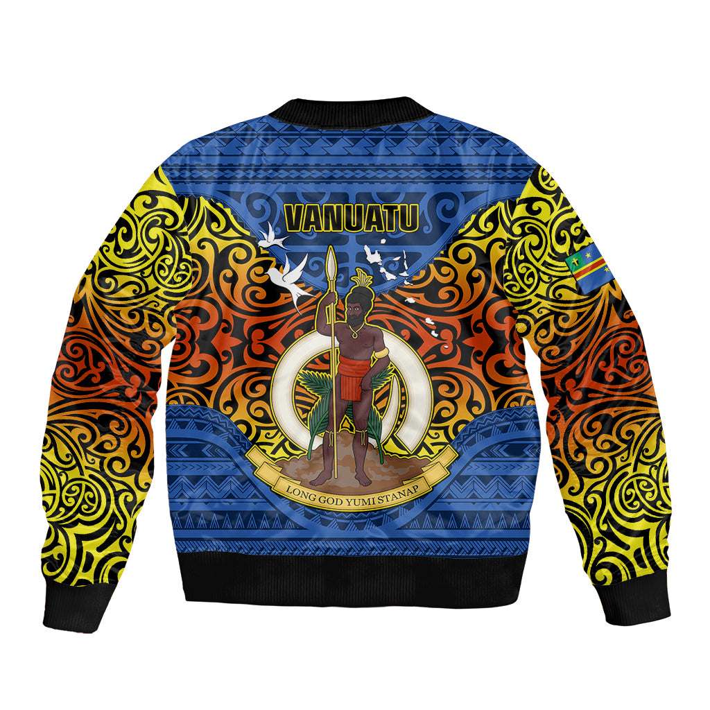 Vanuatu Tafea Province Bomber Jacket Coat Of Arms And Namele Fern Polynesian Pattern LT05 - Polynesian Pride