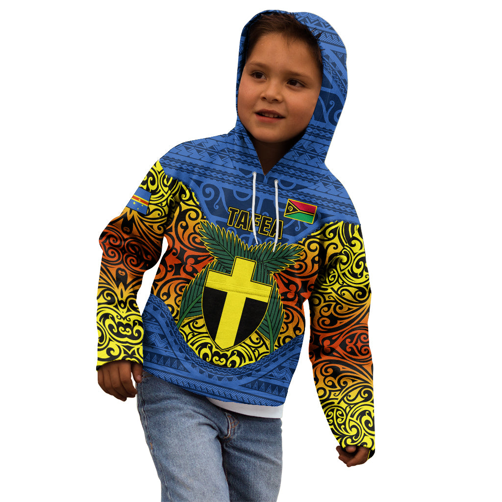 Vanuatu Tafea Province Kid Hoodie Coat Of Arms And Namele Fern Polynesian Pattern LT05 - Polynesian Pride