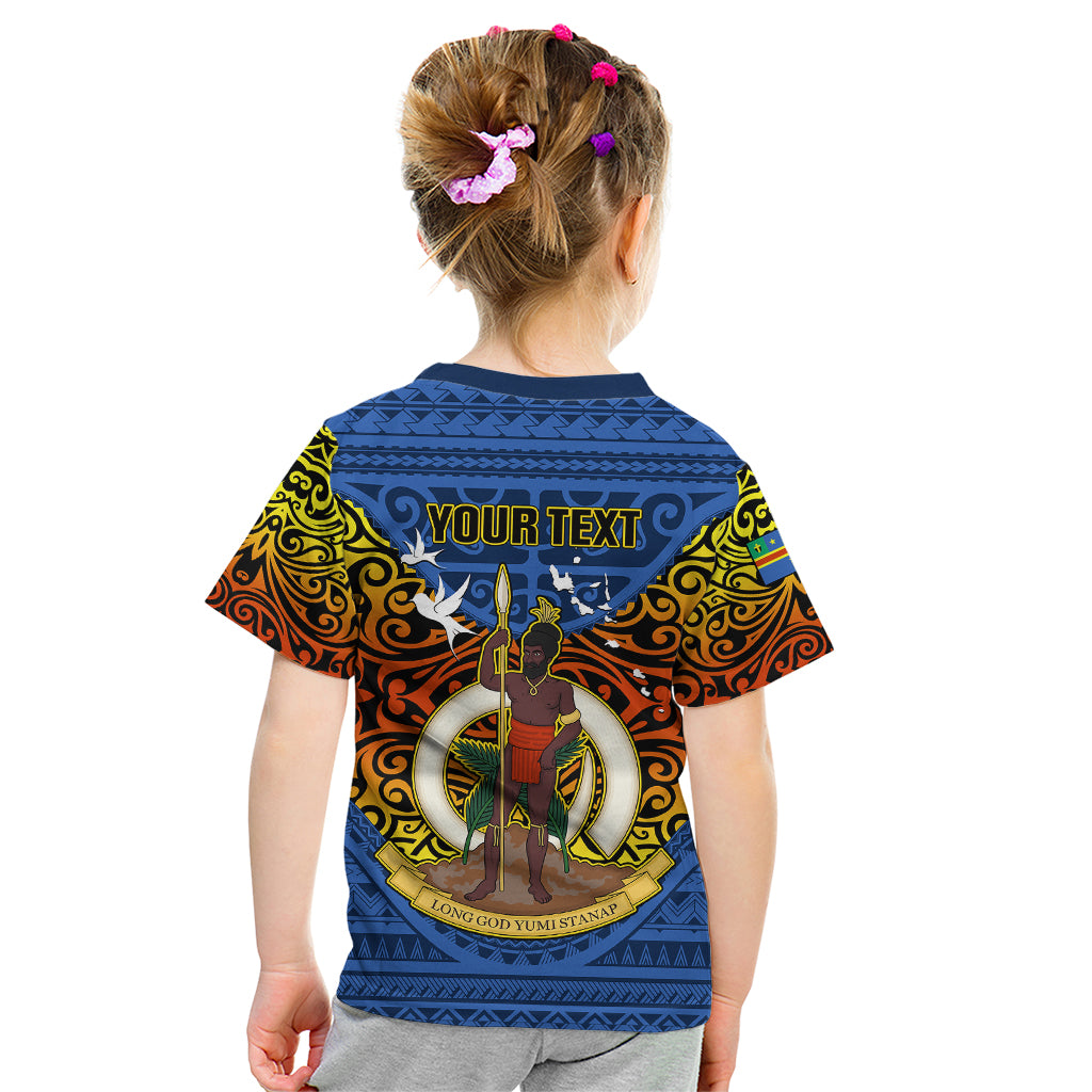 Personalized Vanuatu Tafea Province Kid T Shirt Coat Of Arms And Namele Fern Polynesian Pattern LT05 - Polynesian Pride