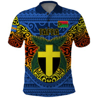 Personalized Vanuatu Tafea Province Polo Shirt Coat Of Arms And Namele Fern Polynesian Pattern LT05 Blue - Polynesian Pride