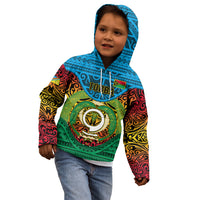 Vanuatu Torba Province Kid Hoodie Vanuatuan Coat Of Arms Polynesian Pattern LT05 - Polynesian Pride