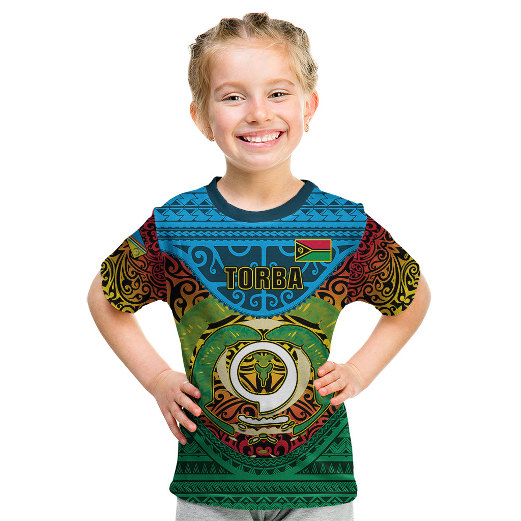 Vanuatu Torba Province Kid T Shirt Vanuatuan Coat Of Arms Polynesian Pattern LT05 Green - Polynesian Pride