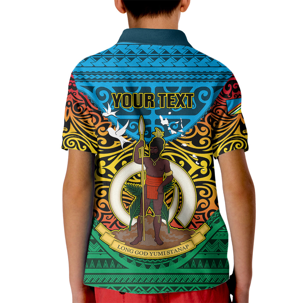 Personalized Vanuatu Torba Province Kid Polo Shirt Vanuatuan Coat Of Arms Polynesian Pattern LT05 - Polynesian Pride