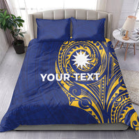Personalised Nauru Angam Day Bedding Set Gold Navy Tribal Pattern LT05 - Polynesian Pride