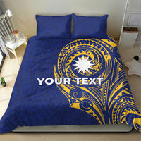 Personalised Nauru Angam Day Bedding Set Gold Navy Tribal Pattern LT05 - Polynesian Pride