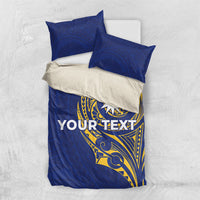Personalised Nauru Angam Day Bedding Set Gold Navy Tribal Pattern LT05 US Twin 172cm x 218cm Blue - Polynesian Pride