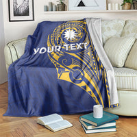 Personalised Nauru Angam Day Blanket Gold Navy Tribal Pattern LT05 Blue - Polynesian Pride