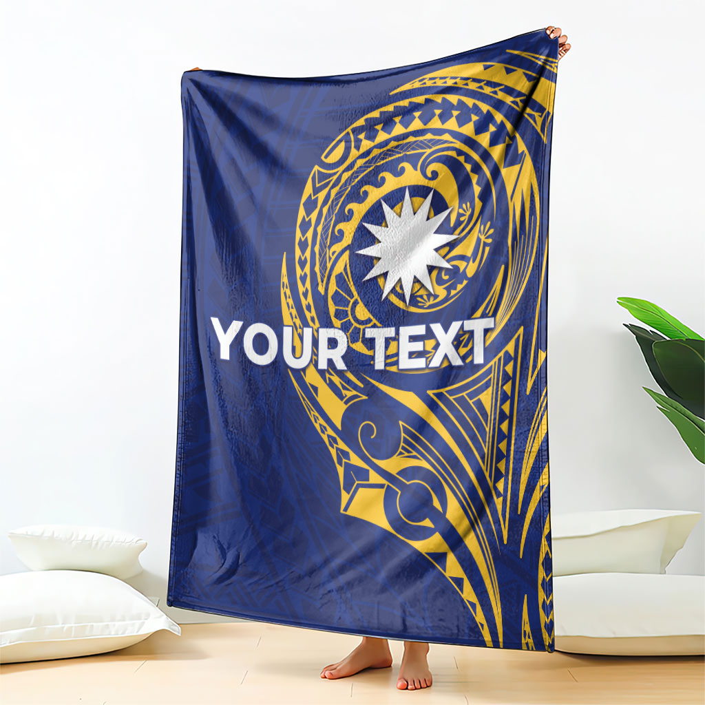 Personalised Nauru Angam Day Blanket Gold Navy Tribal Pattern LT05 - Polynesian Pride