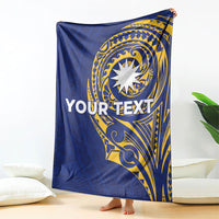 Personalised Nauru Angam Day Blanket Gold Navy Tribal Pattern LT05 - Polynesian Pride