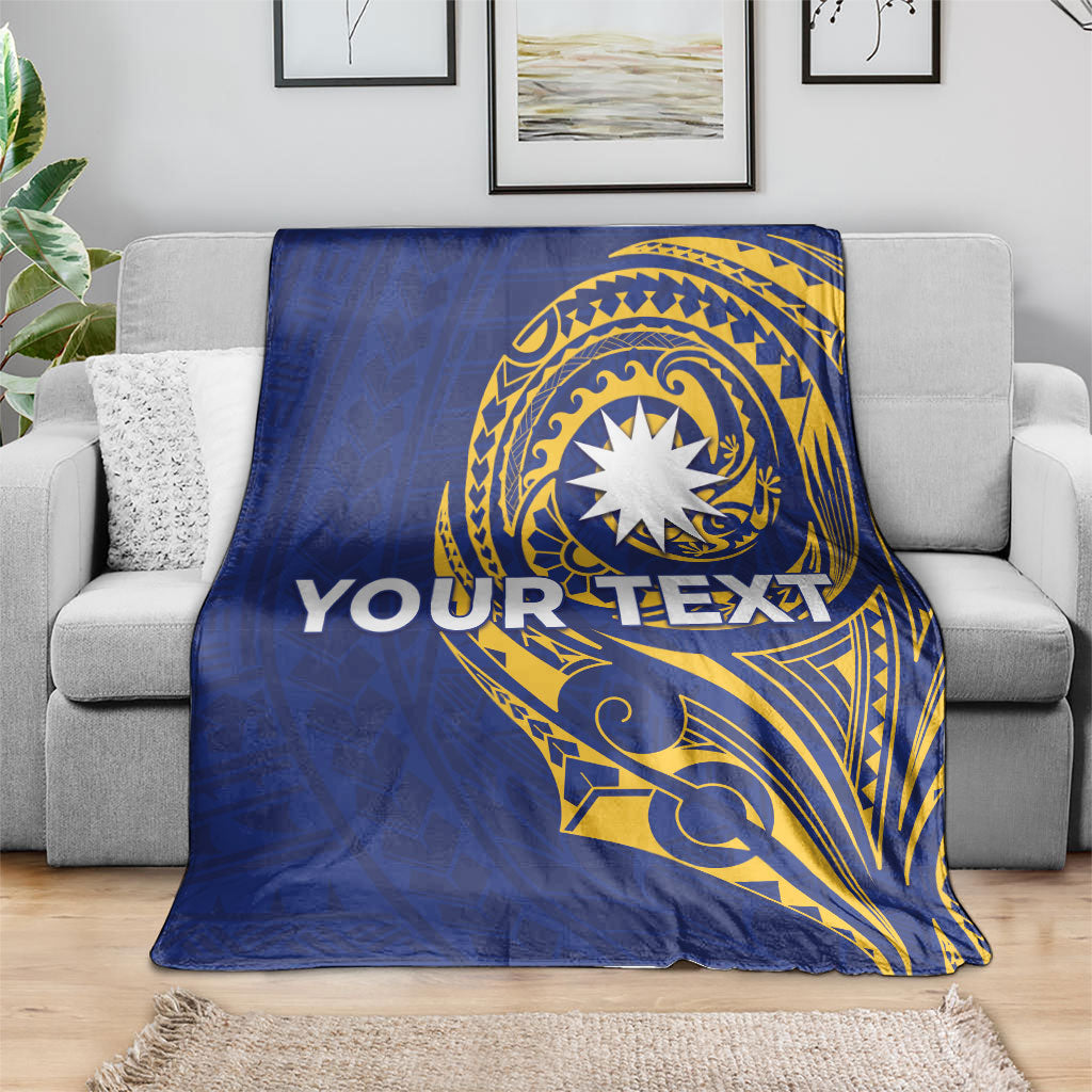 Personalised Nauru Angam Day Blanket Gold Navy Tribal Pattern LT05 - Polynesian Pride