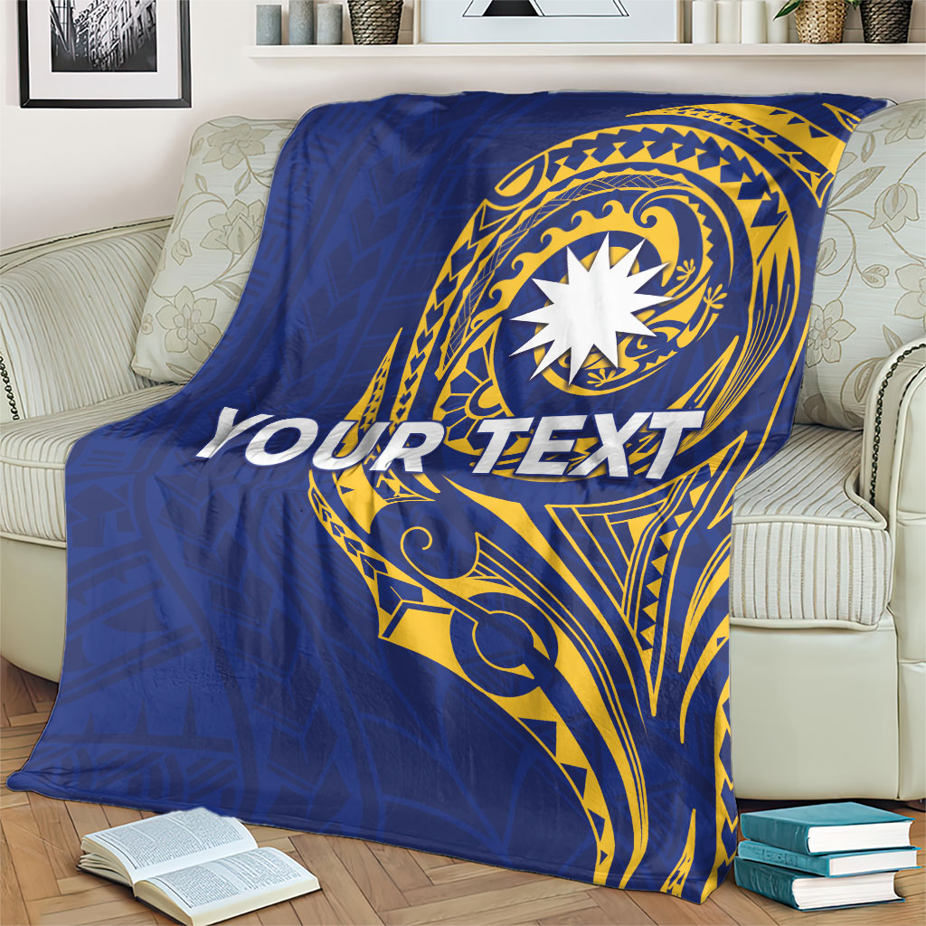 Personalised Nauru Angam Day Blanket Gold Navy Tribal Pattern LT05 - Polynesian Pride