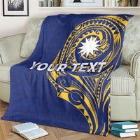 Personalised Nauru Angam Day Blanket Gold Navy Tribal Pattern LT05 - Polynesian Pride