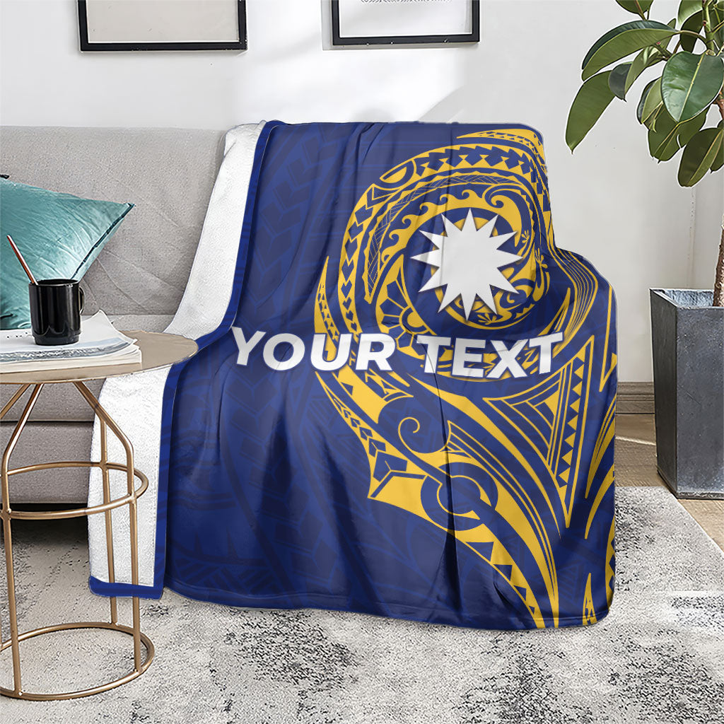 Personalised Nauru Angam Day Blanket Gold Navy Tribal Pattern LT05 - Polynesian Pride