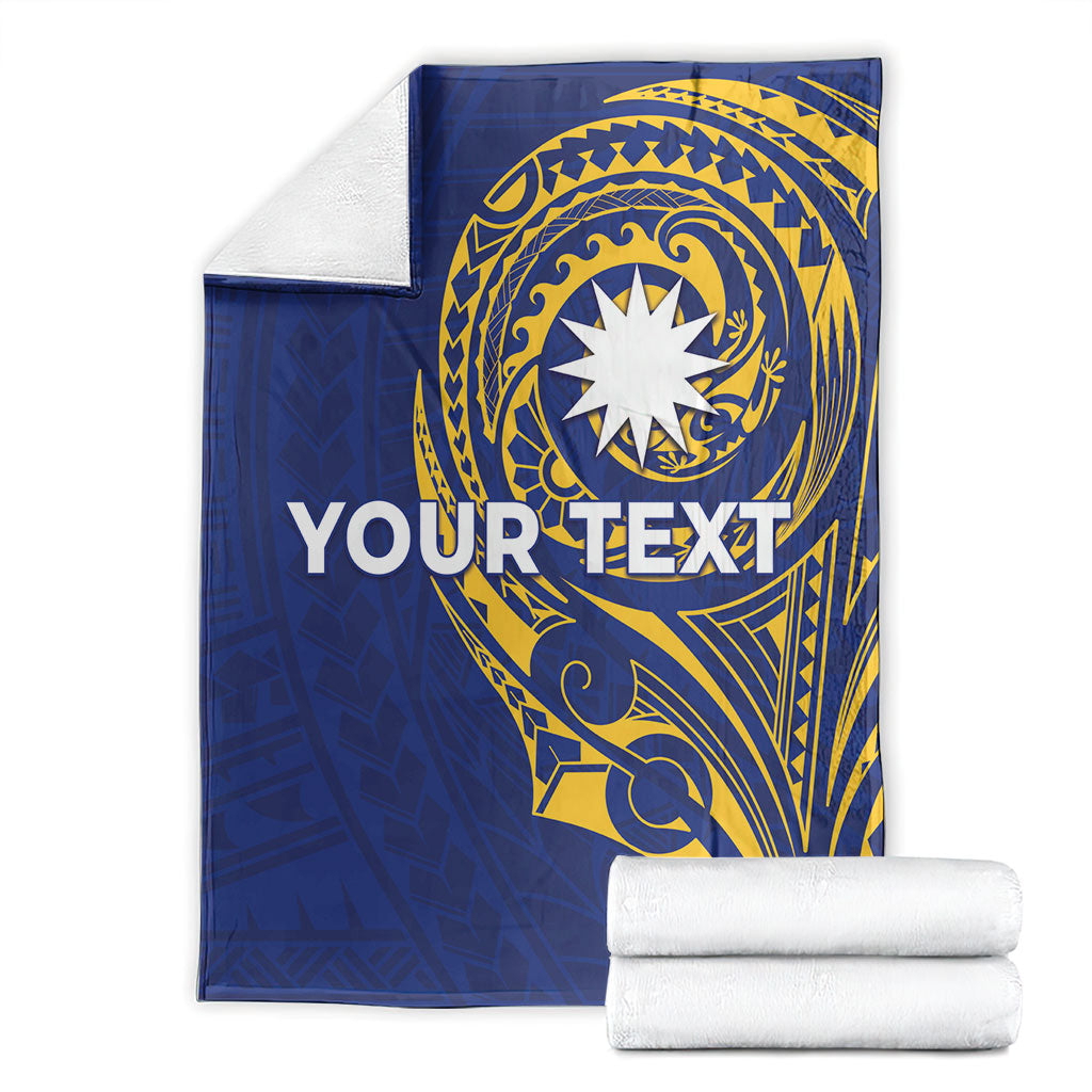 Personalised Nauru Angam Day Blanket Gold Navy Tribal Pattern LT05 - Polynesian Pride