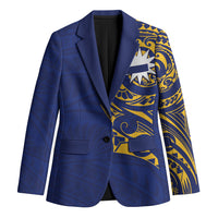 Personalised Nauru Angam Day Blazer Gold Navy Tribal Pattern LT05 Unisex Blue - Polynesian Pride