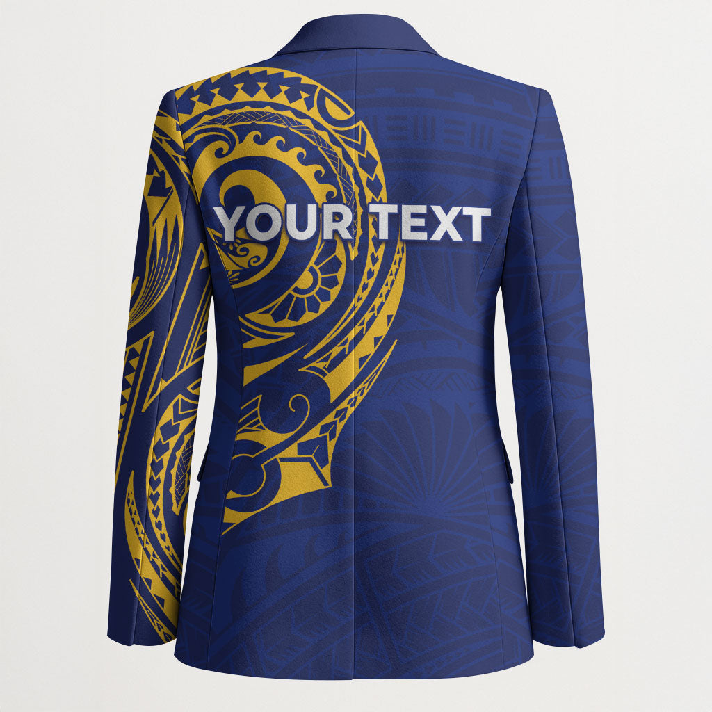 Personalised Nauru Angam Day Blazer Gold Navy Tribal Pattern LT05 - Polynesian Pride