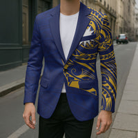 Personalised Nauru Angam Day Blazer Gold Navy Tribal Pattern LT05 - Polynesian Pride