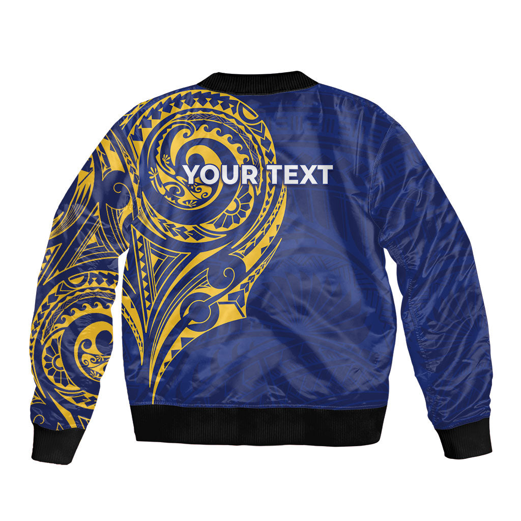 Personalised Nauru Angam Day Bomber Jacket Gold Navy Tribal Pattern LT05 - Polynesian Pride