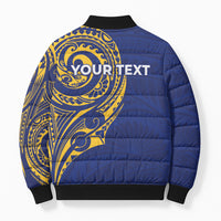 Personalised Nauru Angam Day Bomber Puffer Jacket Gold Navy Tribal Pattern LT05 - Polynesian Pride