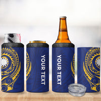 Personalised Nauru Angam Day 4 in 1 Can Cooler Tumbler Gold Navy Tribal Pattern LT05 - Polynesian Pride