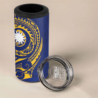 Personalised Nauru Angam Day 4 in 1 Can Cooler Tumbler Gold Navy Tribal Pattern LT05 - Polynesian Pride