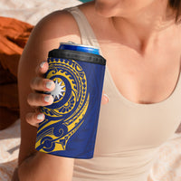 Personalised Nauru Angam Day 4 in 1 Can Cooler Tumbler Gold Navy Tribal Pattern LT05 - Polynesian Pride