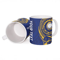 Personalised Nauru Angam Day Ceramic Mug Gold Navy Tribal Pattern LT05 - Polynesian Pride