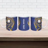 Personalised Nauru Angam Day Ceramic Mug Gold Navy Tribal Pattern LT05 - Polynesian Pride