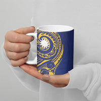 Personalised Nauru Angam Day Ceramic Mug Gold Navy Tribal Pattern LT05 - Polynesian Pride