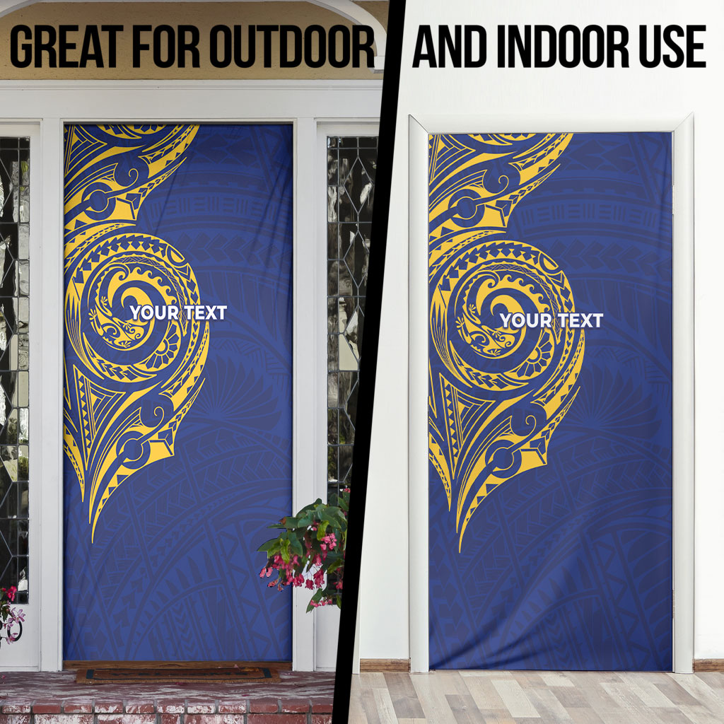 Personalised Nauru Angam Day Door Cover Gold Navy Tribal Pattern