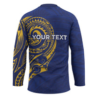 Personalised Nauru Angam Day Hockey Jersey Gold Navy Tribal Pattern LT05 - Polynesian Pride