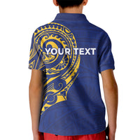 Personalised Nauru Angam Day Kid Polo Shirt Gold Navy Tribal Pattern LT05 - Polynesian Pride