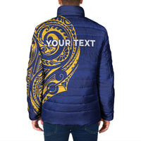 Personalised Nauru Angam Day Padded Jacket Gold Navy Tribal Pattern LT05 - Polynesian Pride