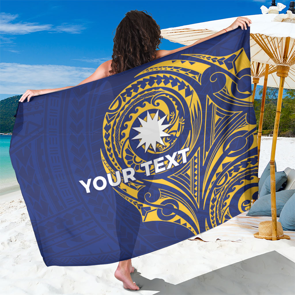 Personalised Nauru Angam Day Sarong Gold Navy Tribal Pattern