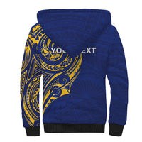 Personalised Nauru Angam Day Sherpa Hoodie Gold Navy Tribal Pattern LT05 - Polynesian Pride