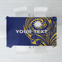 Personalised Nauru Angam Day Tablecloth Gold Navy Tribal Pattern LT05 Blue - Polynesian Pride