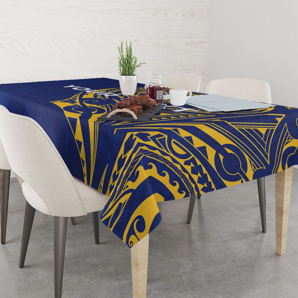 Personalised Nauru Angam Day Tablecloth Gold Navy Tribal Pattern LT05 - Polynesian Pride