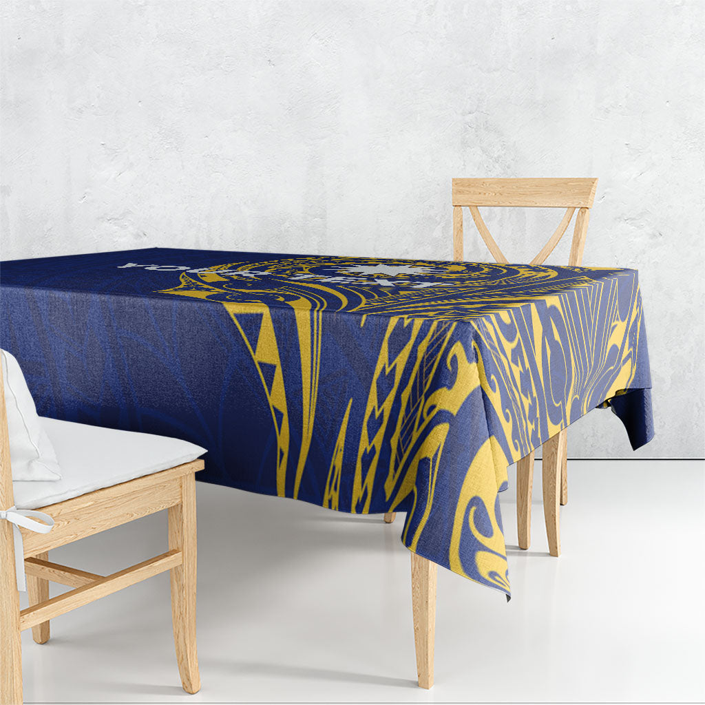 Personalised Nauru Angam Day Tablecloth Gold Navy Tribal Pattern LT05 - Polynesian Pride