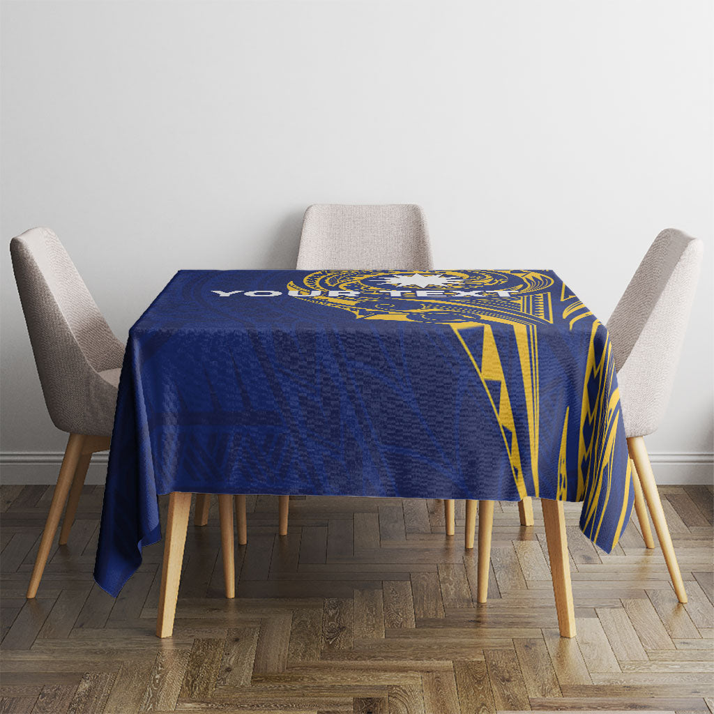 Personalised Nauru Angam Day Tablecloth Gold Navy Tribal Pattern LT05 - Polynesian Pride