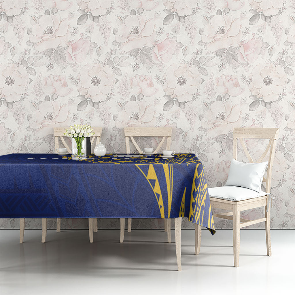 Personalised Nauru Angam Day Tablecloth Gold Navy Tribal Pattern LT05 - Polynesian Pride
