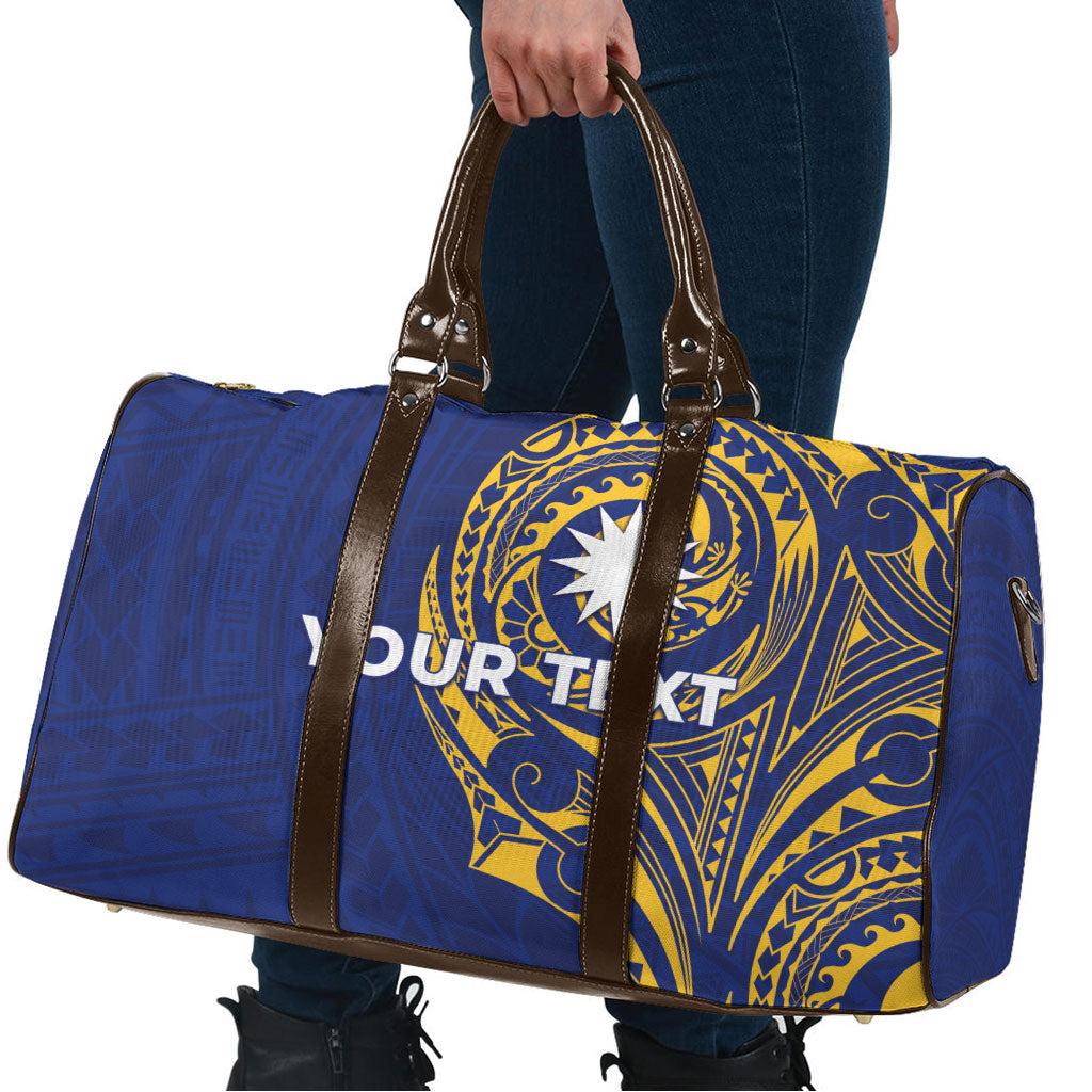 Personalised Nauru Angam Day Travel Bag Gold Navy Tribal Pattern LT05 - Polynesian Pride
