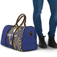 Personalised Nauru Angam Day Travel Bag Gold Navy Tribal Pattern LT05 - Polynesian Pride