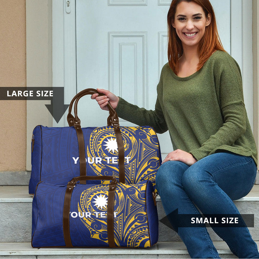 Personalised Nauru Angam Day Travel Bag Gold Navy Tribal Pattern LT05 - Polynesian Pride