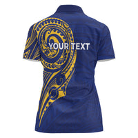 Personalised Nauru Angam Day Women Polo Shirt Gold Navy Tribal Pattern LT05 - Polynesian Pride